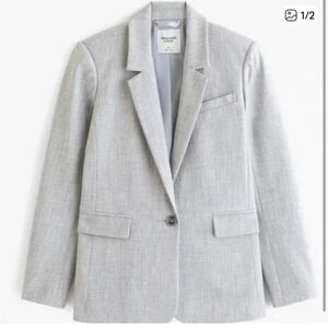 Abercrombie & Fitch Light Gray Single-Button Womens Blazer